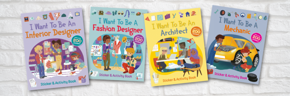 Header photo showing four current books